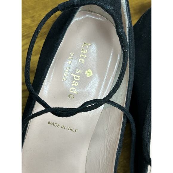 Kate Spade Black Gena Suede Ankle Tie Block Heel Pumps Size 7 1/2 - Picture 7 of 7